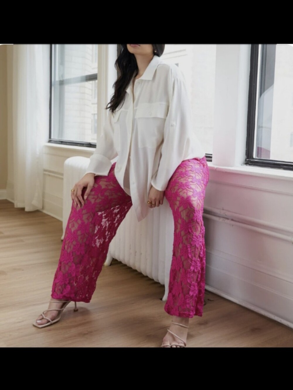 Rebdolls Mena Lace Wide Leg Pants - Neon Pink - 2X: 18-20 PINK